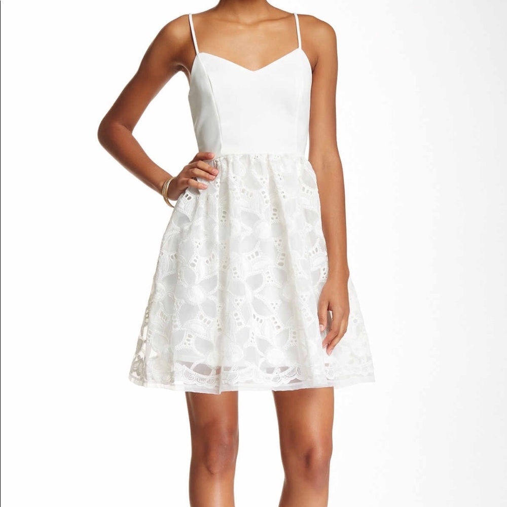 Lace skirt sweetheart dress.